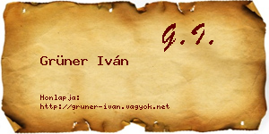 Grüner Iván névjegykártya